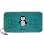 Personalized name penguin turquoise glitter iPhone speaker