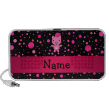 Personalized name pig black pink polka dots notebook speaker