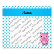 Personalized name pig blue stars art photo