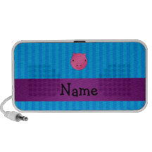 Personalized name pig face blue stripes portable speaker