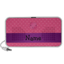 Personalized name pig face pink polka dots travel speakers