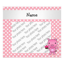 Personalized name pig with cupcake polka dots photographic print