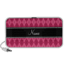 Personalized name Pink argyle Laptop Speakers