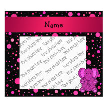 Personalized name pink elephant pink polka dots photo print