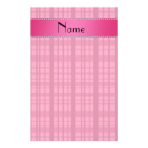 Personalized name pink plaid pattern personalized stationery