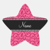 Personalized name pink swirls star stickers
