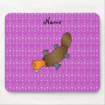 Personalized name platypus purple bubbles mousepads