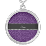 Personalized name purple swirls pendant