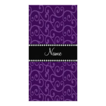 Personalized name purple swirls photo card