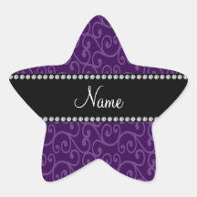 Personalized name purple swirls star sticker