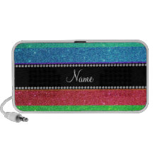 Personalized name rainbow glitter laptop speakers