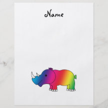 Personalized name rainbow rhino flyers
