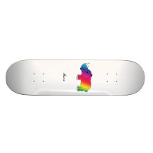 Personalized name rainbow rhino skateboards