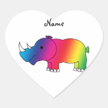 Personalized name rainbow rhino stickers
