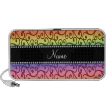 Personalized name rainbow swirls laptop speakers