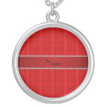 Personalized name red plaid pattern pendant