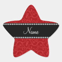 Personalized name red swirls stickers