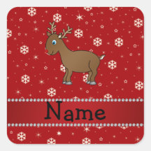 Personalized name reindeer red snowflakes stars stickers