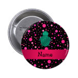 Personalized name sea turtle black pink polka dots