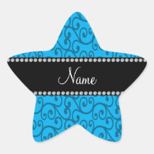 Personalized name sky blue swirls stickers