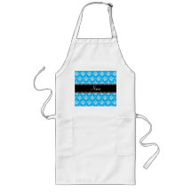 Personalized name sky blue white damask apron