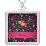 Personalized name tiger pink polka dots pendants
