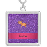 Personalized name tiger purple glitter custom necklace