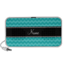 Personalized name turquoise chevrons iPod speakers