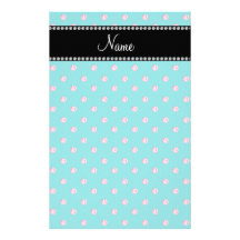 Personalized name turquoise pink diamonds stationery