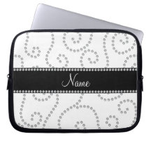 Personalized name white diamond swirls laptop sleeve