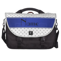 Personalized name white diamonds blue stripe bags for laptop