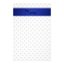 Personalized name white diamonds blue stripe customized stationery