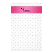 Personalized name white diamonds pink stripe stationery