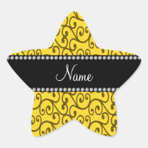 Personalized name yellow swirls sticker