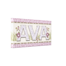 Personalized Nursery Name Art Purple Jungle Theme Gallery Wrapped Canvas