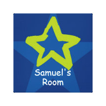 Personalized Star [lime+navy] Canvas Prints