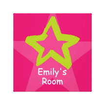 Personalized Star [lime+pink] Stretched Canvas Prints