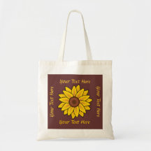 Personalized Sunflower Tote Bag