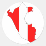 Peru flag map round sticker