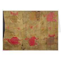 Peruvian shroud; cotton and vicuna brocaded greeting cards