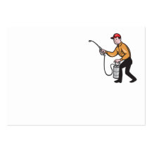 Pest Control Exterminator Worker Spraying Cartoon Business Cards