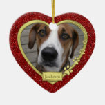 Pet Dog Memorial Photo Christmas Ornament - heart