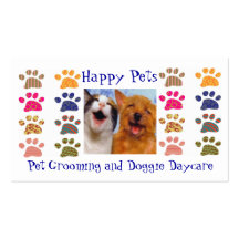 Pet Grooming Pets Sitting Paw Prints Business Card