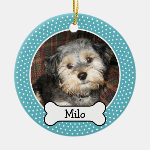 Pet Photo with Dog Bone - Double Sided Christmas Tree Ornament