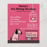 Pet Sitter's Dog & Cat Red Personalised Flyer