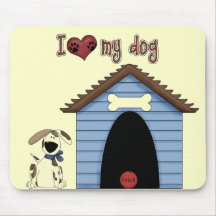 Pet Theme Dog, House, Ball, Fun Mousepad