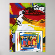 Peter Max style 3 Liberties profile fruit bowl Print