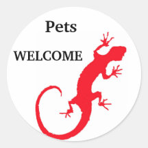Pets Welcome Round Sticker