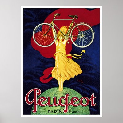 Vintage Bicycle Posters on Peugeot Cycles   Vintage Bicycle Poster By Vintagecabaret