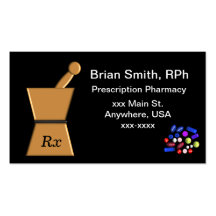 Pharmacist Business Cards Pestle and Mortar
